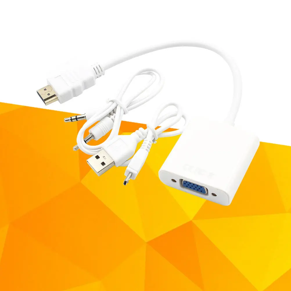 Фото Адаптер VGA Full HD 1080P с USB-портом для зарядки, для компьютера, ноутбука, планшета, монитора, проектора, видео- и аудиовыхода №1