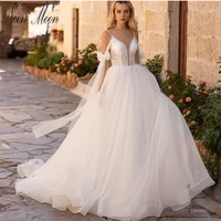 elegant a line wedding dress 2022 for women deep v neck spaghetti straps bride dress backless beach bridal gown vestido de novia
