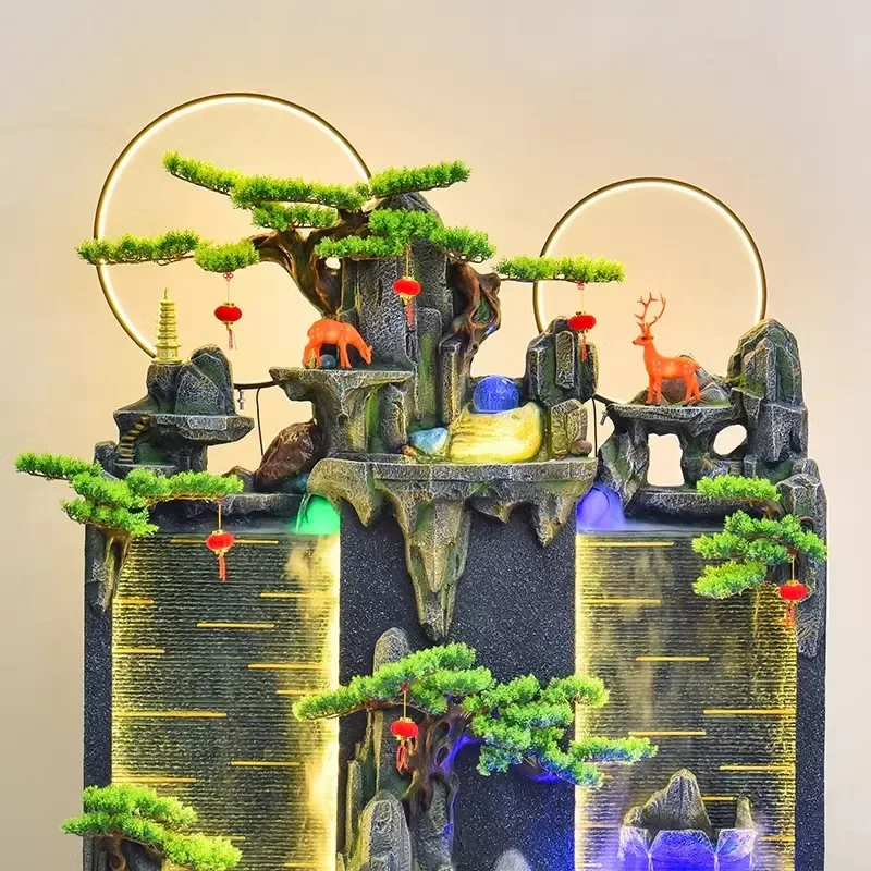 Открытый сад двор проточная вода сумерки стены экран рокарий фонтан орнамент для