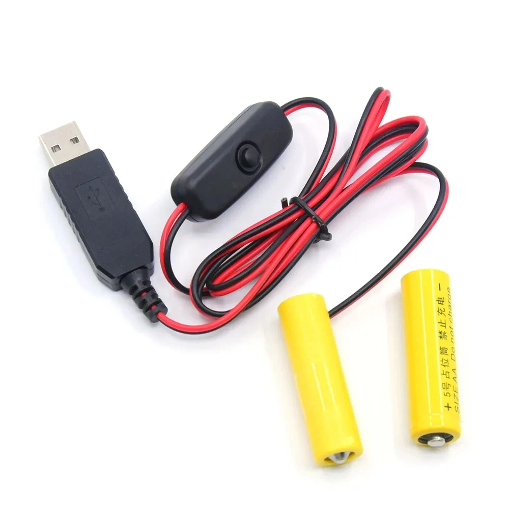 

USB To 3V Power (2X1.5V) With Switch LR6 AA Dummy Battery Eliminator Cable For Walkmans,Radios,Electric Toys,Holiday LED Lights
