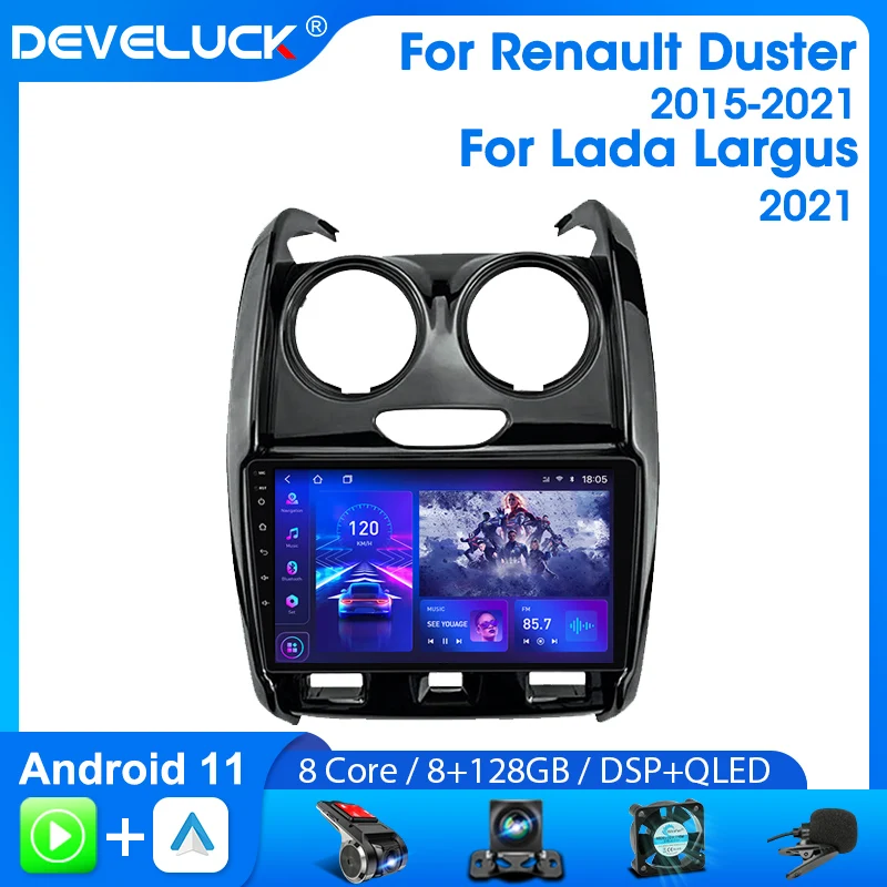 

Develuck 2 Din Android Car Radio Multimedia Player For Renault Duster 2015 - 2021 For LADA Largus 2021 Carplay Navigation GPS