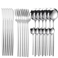24pcs gold tableware set kitchen flatware steak knife fork coffee spoon dinnerware set upscale stainless steel home cutlery set