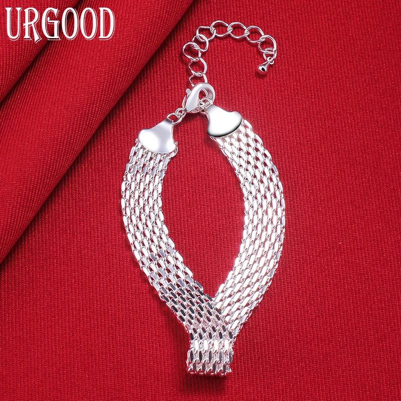 

925 Sterling Silver Fashion Jewelry 10mm Weave Bracelet For Women Party Engagement Wedding Gift