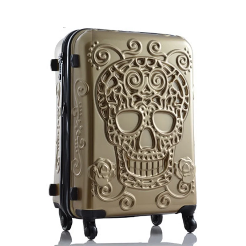 Travel Tale Personality Fashion 20/24/28 Inch Carry-ons Spinner Brand Travel Suitcase Original 3d Skull Maletas De Viaje Luggage
