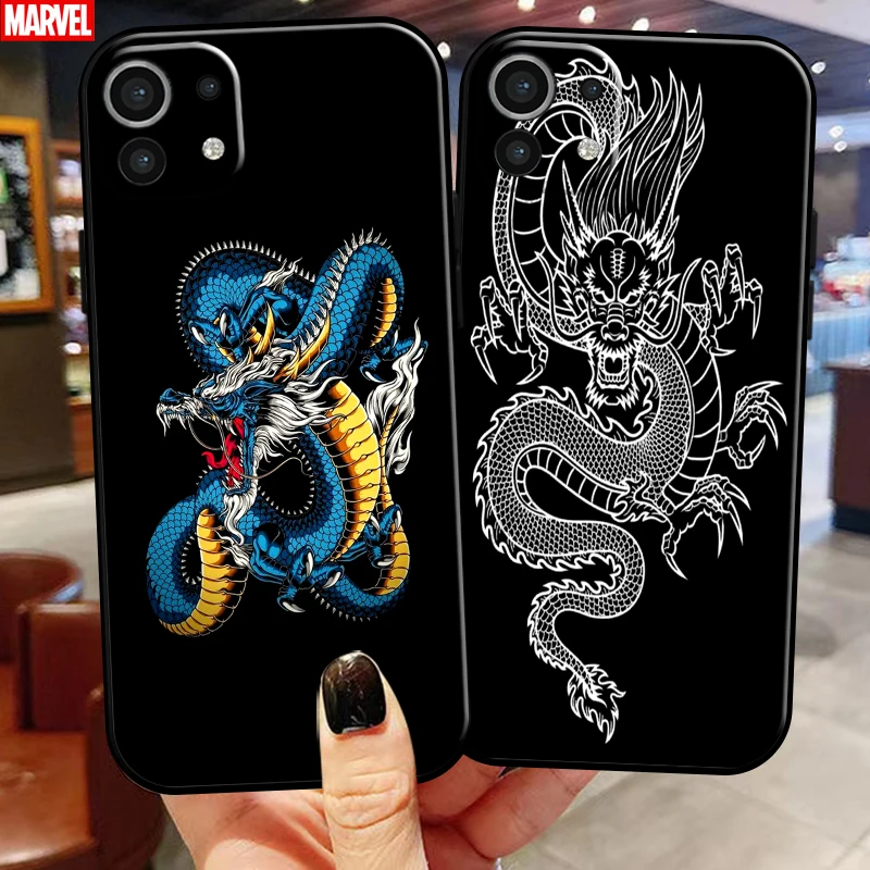 

Animal Pattern Dragon For Xiaomi Mi 11 Mi 11 Lite 5G Phone Case Funda Back Coque Black Carcasa Silicone Cover