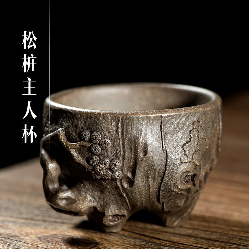 

Purple Sand Pine Pile Master Cup Boutique Handmade Boccaro Cup Tea Cup Kung Fu Tea Ceremony Utensils Purple Sand Pot with Tea Gi