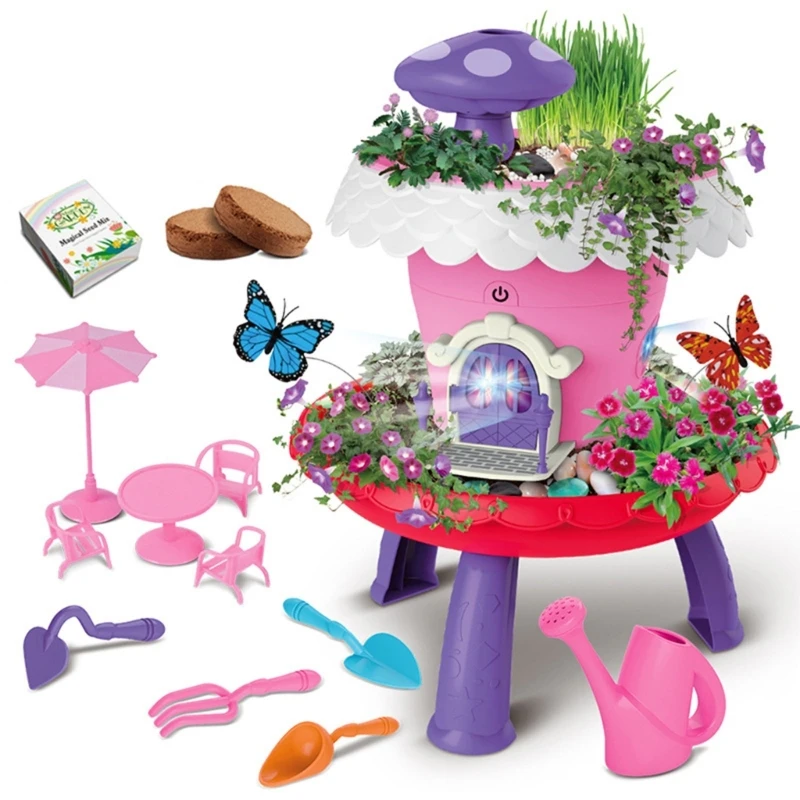 

Boys Girls Early Educational Music& Light Planting Flower Toy Funny Farmer Pretend Play Toy Home Kids Garden Playset