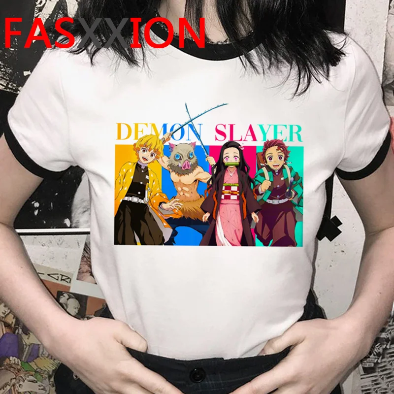 

Kimetsu No Yaiba, летний топ с изображением рассекающего демонов, женские футболки в стиле Харадзюку, топы с принтом ольччан, одежда для пар