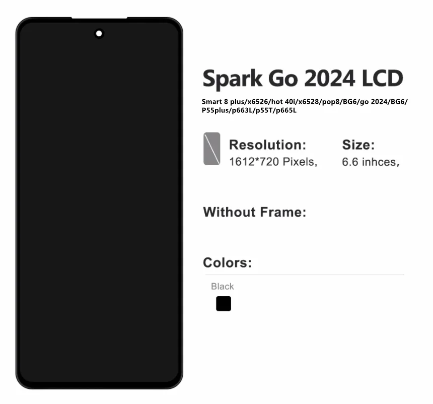 6 6-дюймовый ЖК-дисплей для Infinix X6825 Hot 40i + сменный сенсорный экран в сборе экрана X6528