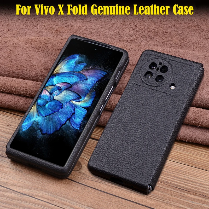 

Funda For Vivo X Fold Genuine Leather case Hinge Full Protection Cover For Vivo X Fold Hinge Protective Anti-Scratch Phone Case