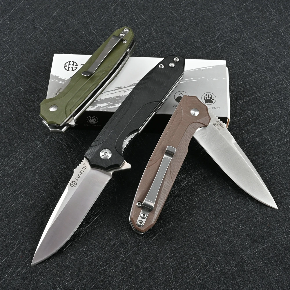 

Best Fold TIGEND Pocket Folding Knife Tactical Military D2 Steel For EDC Outdoor Camping Fishing Hunter Self Defense Jackknife