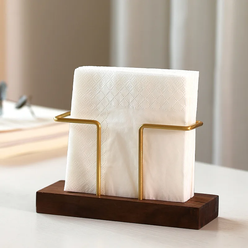 

Wooden Desktop Tissue Holder Napkin Paper Storage Rack Case Home Office Restaurant Living Room Table Decoration Tissue Organizer