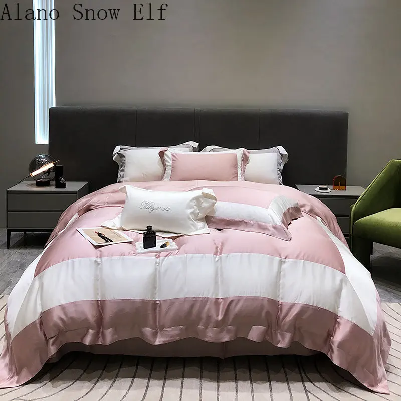 

2023 New 60S Silk Home Bedroom Bedding Set Cover Flat Sheet Bed for Adult Bed Edredom King Gift Summer