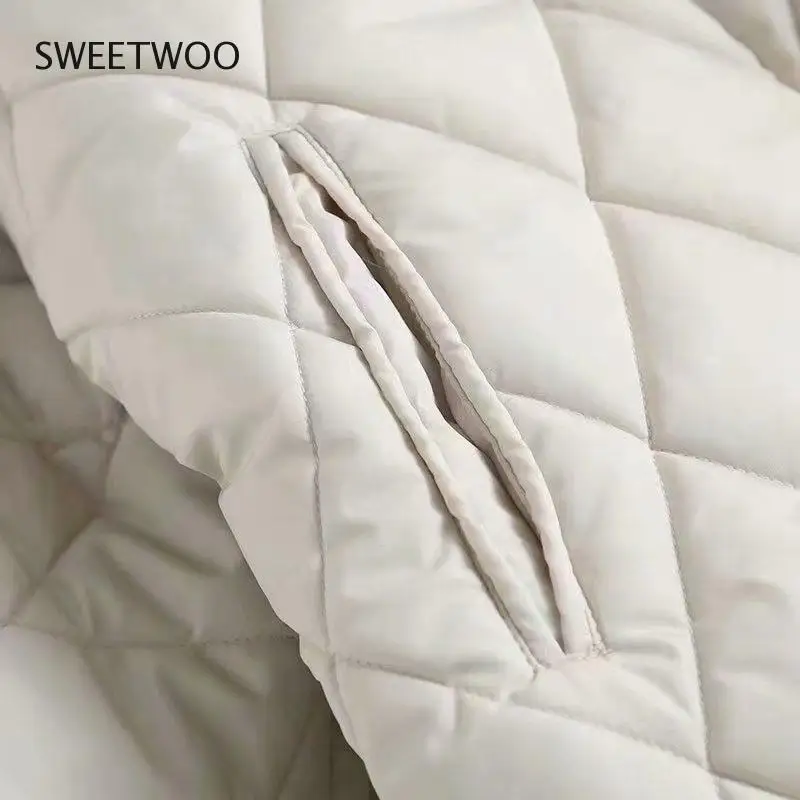 Women Beige Oversize Long Hood Parkas 2022 Autumn Winter Long Sleeve Buttons Pockets Female Warm Coat Fashion Tide Chic Slim Ins