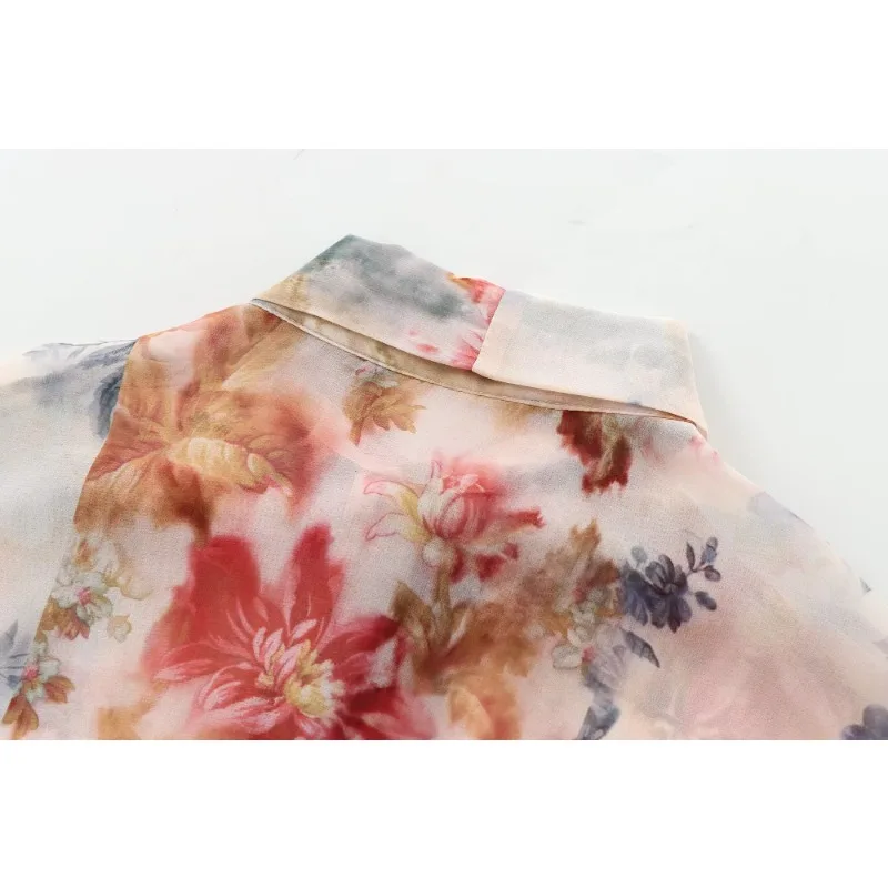 TRAF ZR Блузки с цветочным принтом для женщин Prairie Chic Осенняя женская рубашка на