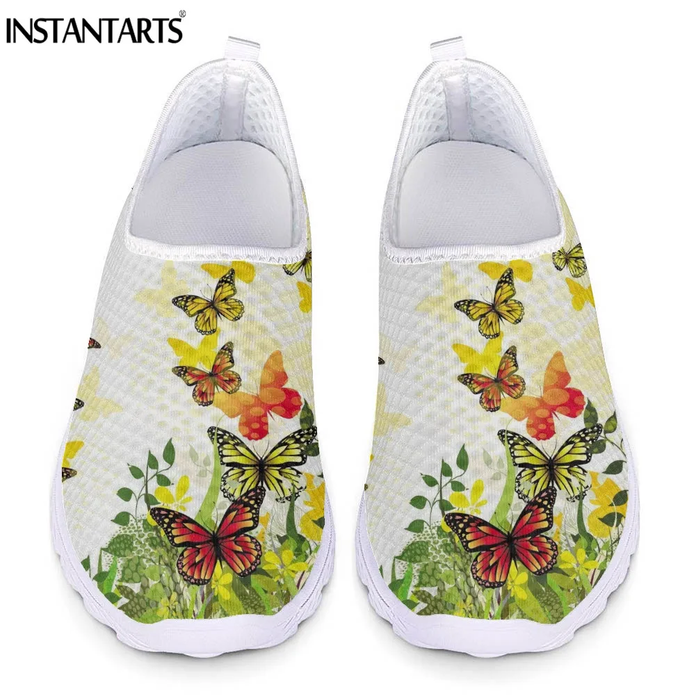 

INSTANTARTS Summer Breathable Air Mesh Sneakers for Women Spring Butterflies Print Ladies Flat Shoes Slip-on Loafers Zapatillas