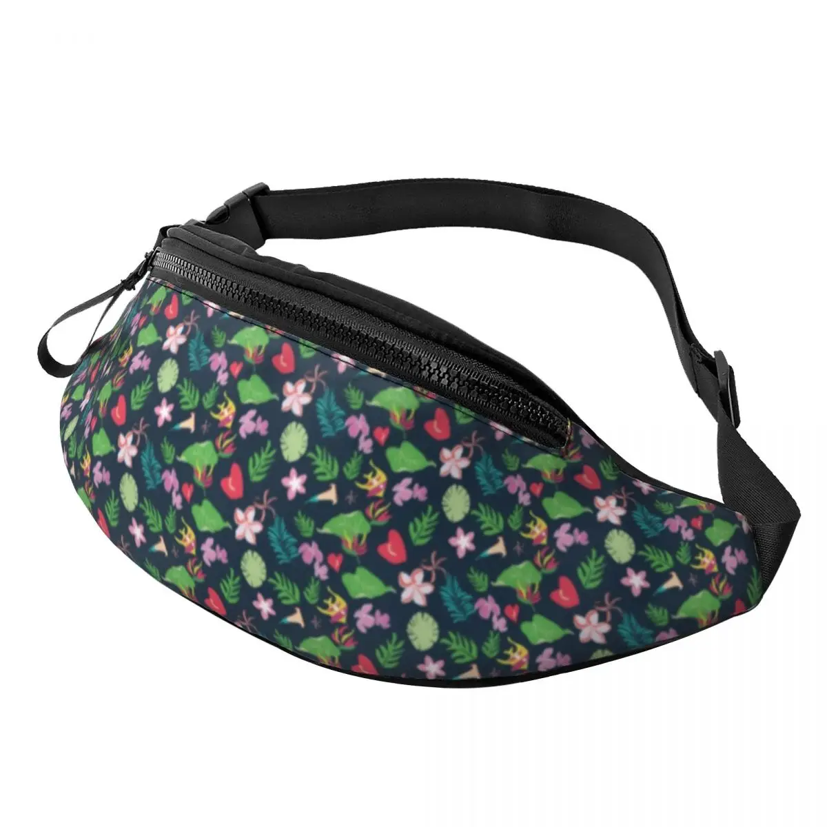 

Palm Leaves Print Waist Bag Tropical Botanical Flowers Fishing Unisex Waist Pack Polyester Pattern Bag