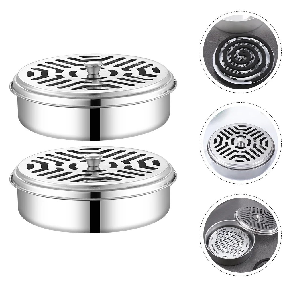 Coil Tray Stainless Steel Containers Sandalwood Coil Holder Portable Burner Outdoor Mosquito Box Desktop Coil Box