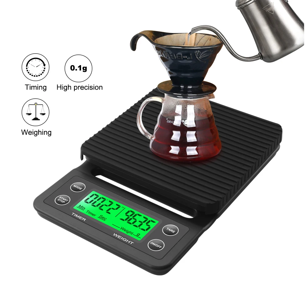 

Drip coffee scale with timer portable electronic digital kitchen scale high precision LCD electronic scale
