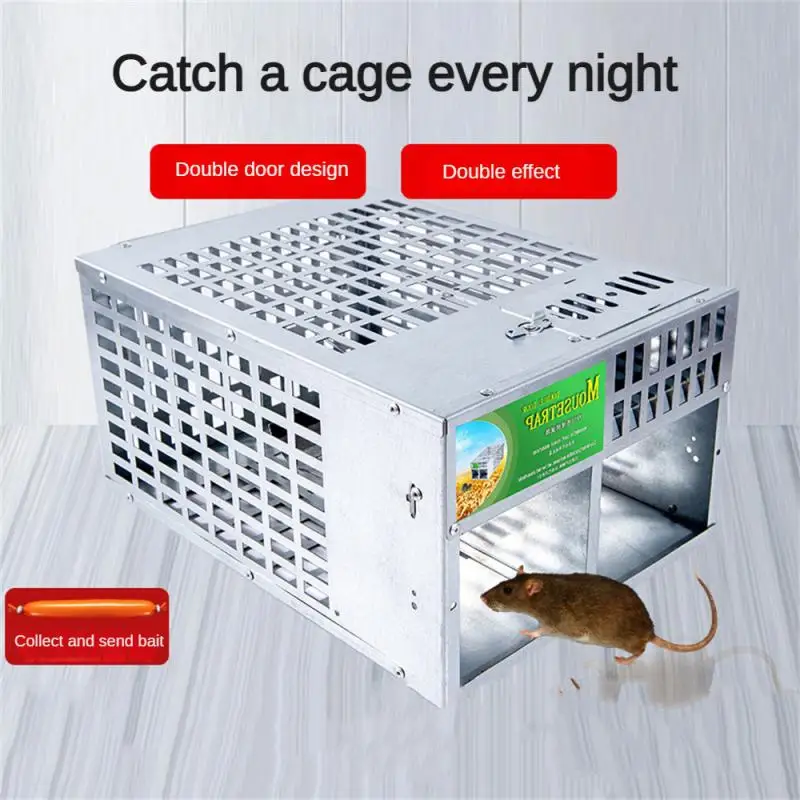 Indoor Outdoor Rat Trap Rat Cage Metal Household Mouse Catcher Pest Repeller Non-toxic Safety Household Gadget Iron Net Reusable