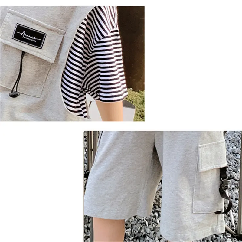 Teenager Boys Summer Sports Suits 2022 New Children's Two-piece Clothing Set Kids Cotton T-shirt And Shorts Two Pieces Outerwear