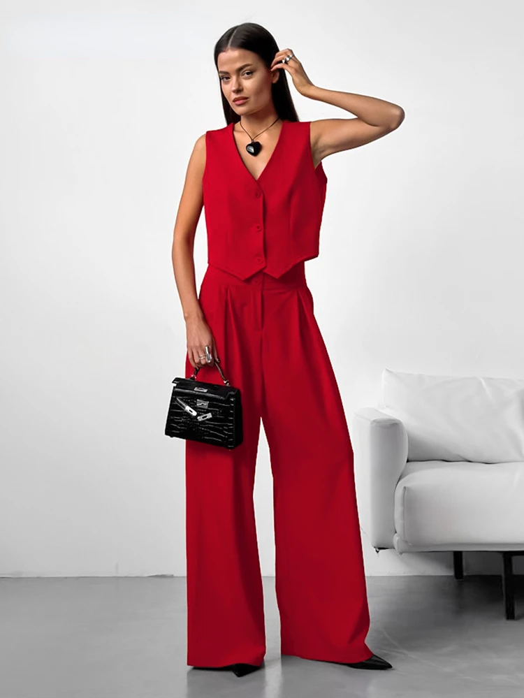 Женский офисный костюм-двойка розовый костюм из топа и плиссированных брюк с