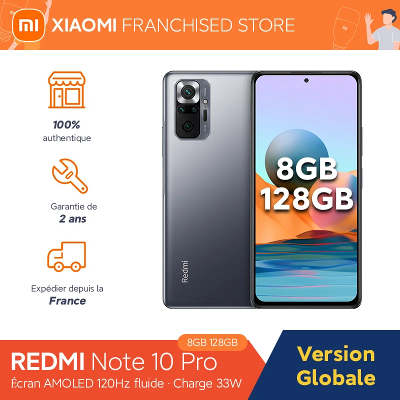 Смартфон Xiaomi Redmi Note 10 Pro 6/8 ГБ ОЗУ 128 Гб ПЗУ Snapdragon 732G 120 Гц AMOLED NFC | Мобильные телефоны