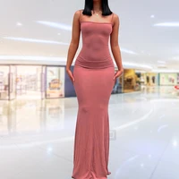2022 new fashion women sexy dresses skims flat for backless long maxi pure slim down honey peach hip suspender party dress