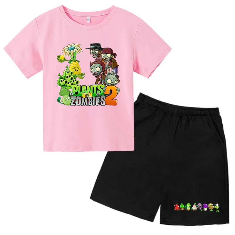 

Одежда и штаны с изображением растений против демонов комплект из двух предметов детская мультяшная одежда с анимацией футболка для мальчи...