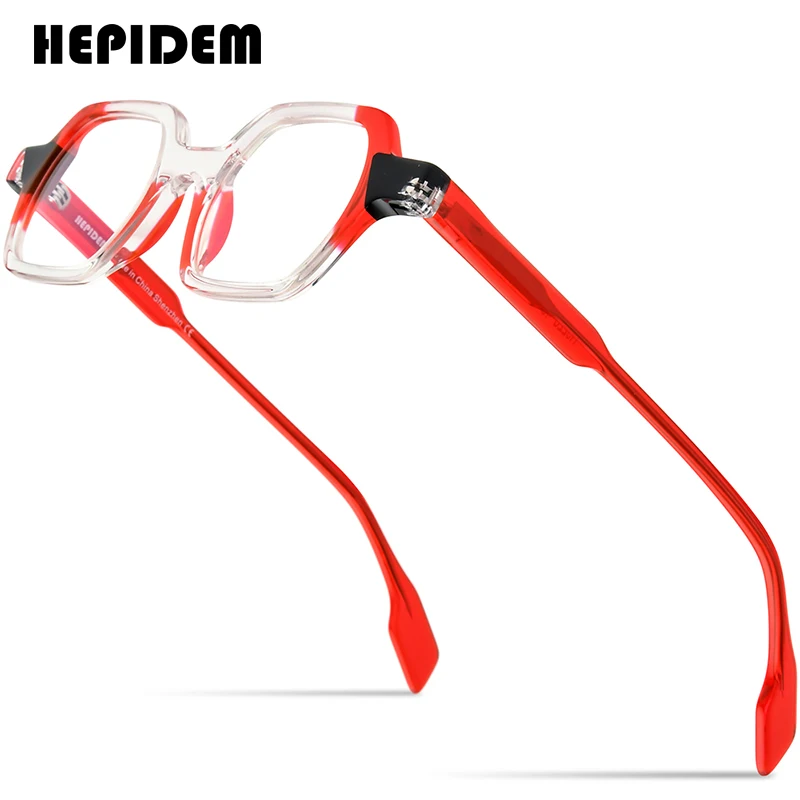 

HEPIDEM Multicolor Acetate Glasses Men Retro Square Prescription Eyeglasses Women Optical Frame Spectacles Myopia Eyewear 9228