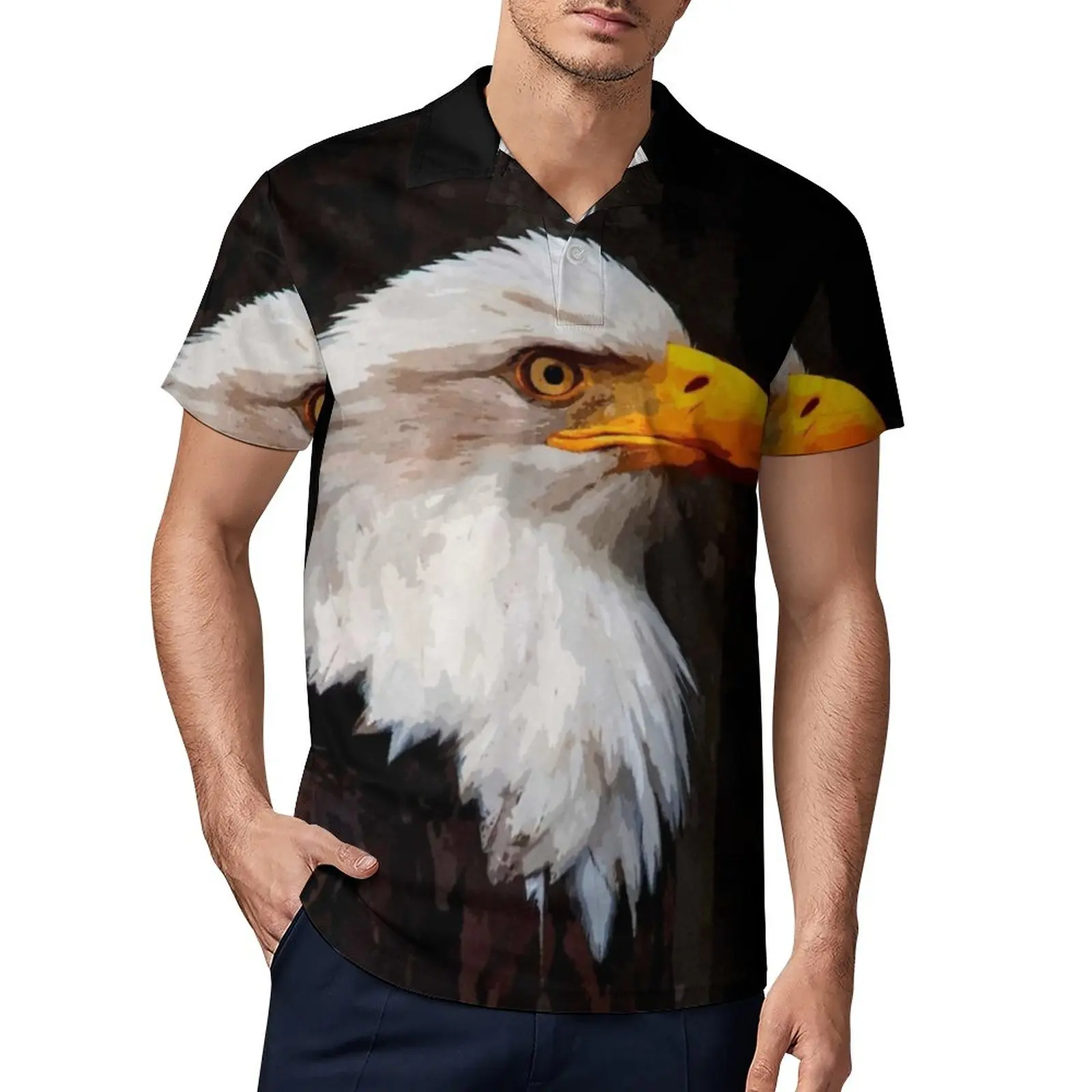

Рубашки-поло A Beautiful Eagle Head Мужская Повседневная рубашка с акварельным принтом животных летние крутые футболки с отложным воротником Топы с ...