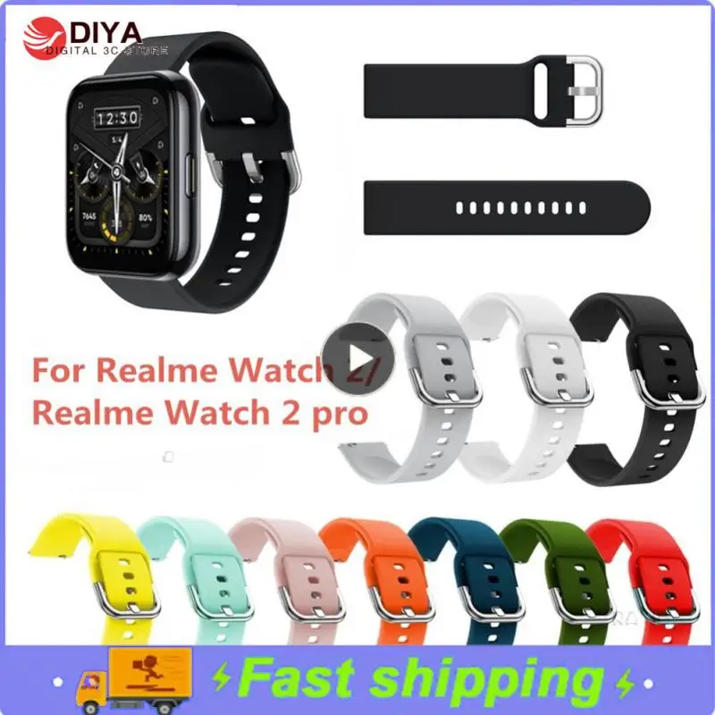 

Fashion Wristband Replacement Strap Breathable Silicone Strap Adjustable Sport Watchband For Realme Watch 2 Strap Neutral