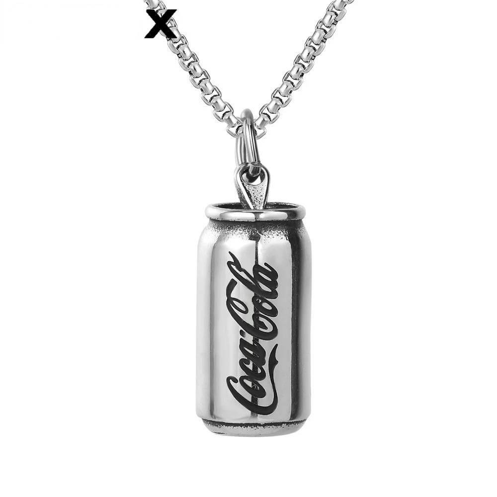 

Unisex Necklace Jewelry Vintage Coca Cola Can Men Titanium Steel Pendant Necklace