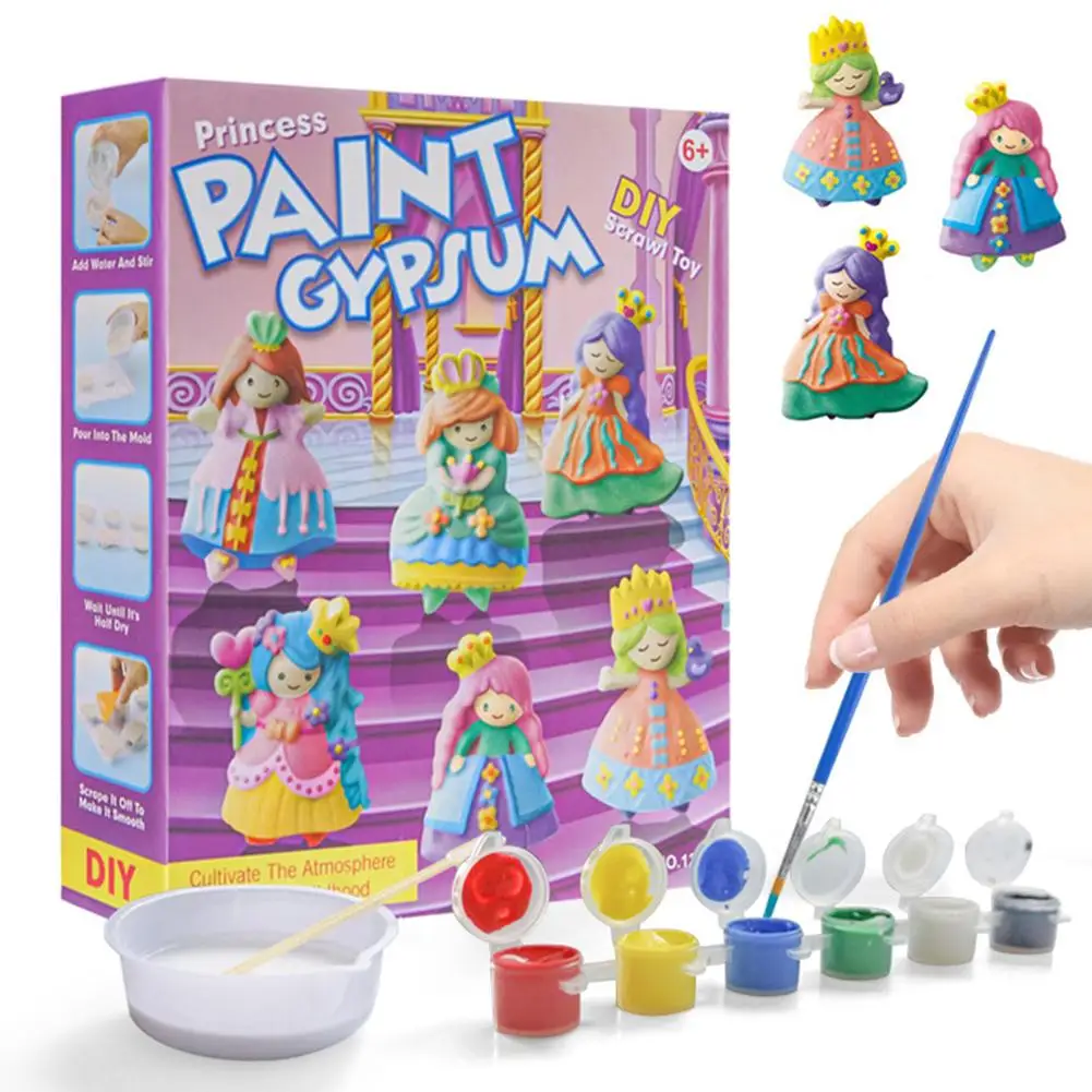 

Children Paint Gypsum Diy Creativity Scrawl Set Gift For Boys Girls 7 8 9+ Cartoon Animal Car Starry Sky Style Painting Crafts