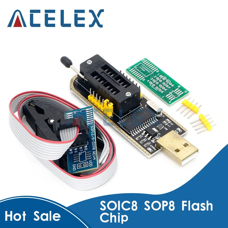 SOIC8 SOP8 Flash Chip IC Test Clips Socket Adpter BIOS/24/25/93 Programmer for arduino