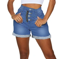 summer women denim shorts button harem high waisted straight shorts elastic waist jeans for women vetement femme western clothes