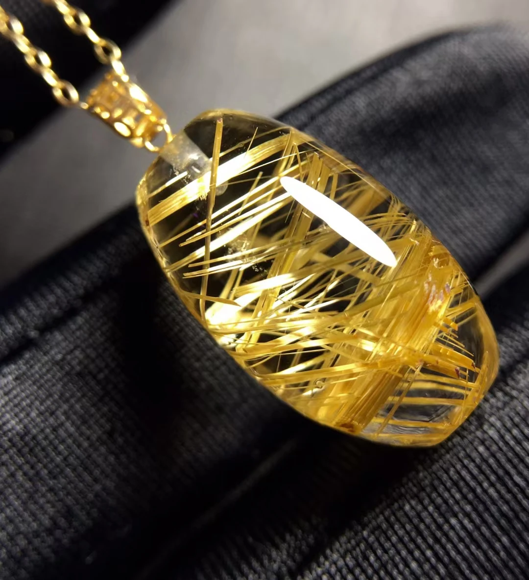 Подвеска из натурального золота с рутилированным кварцем и тыквой ювелирные