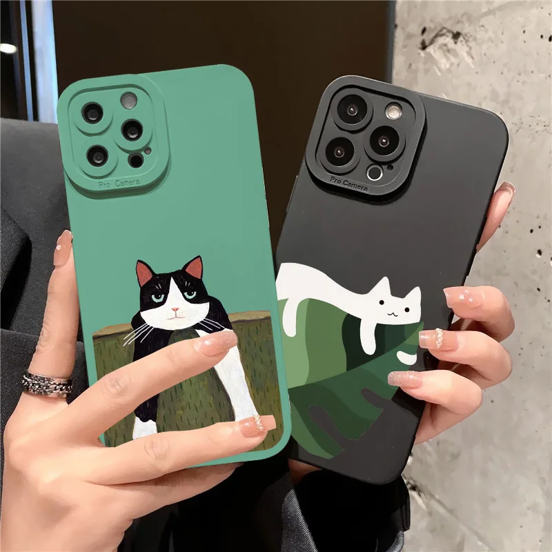 

Various Style Cat Phone Case For iPhone 13 12 11 14 Pro Max 14 Plus X XS XR SE 2020 8 7 Plus Soft Silicone Back Covers Fundas