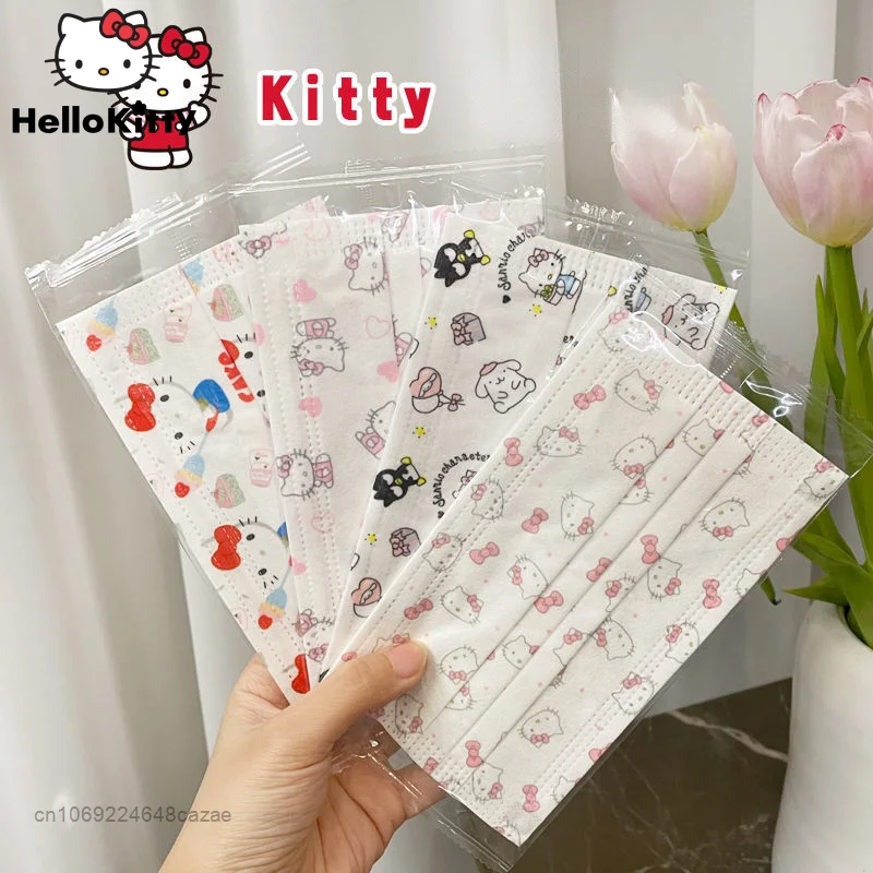

50 Pcs Sanrio Hello Kitty Cartoon Adult Mouth Cover Y2K Daily Protective Equipment Cute Design Sense Skin-Friendly Face Cover