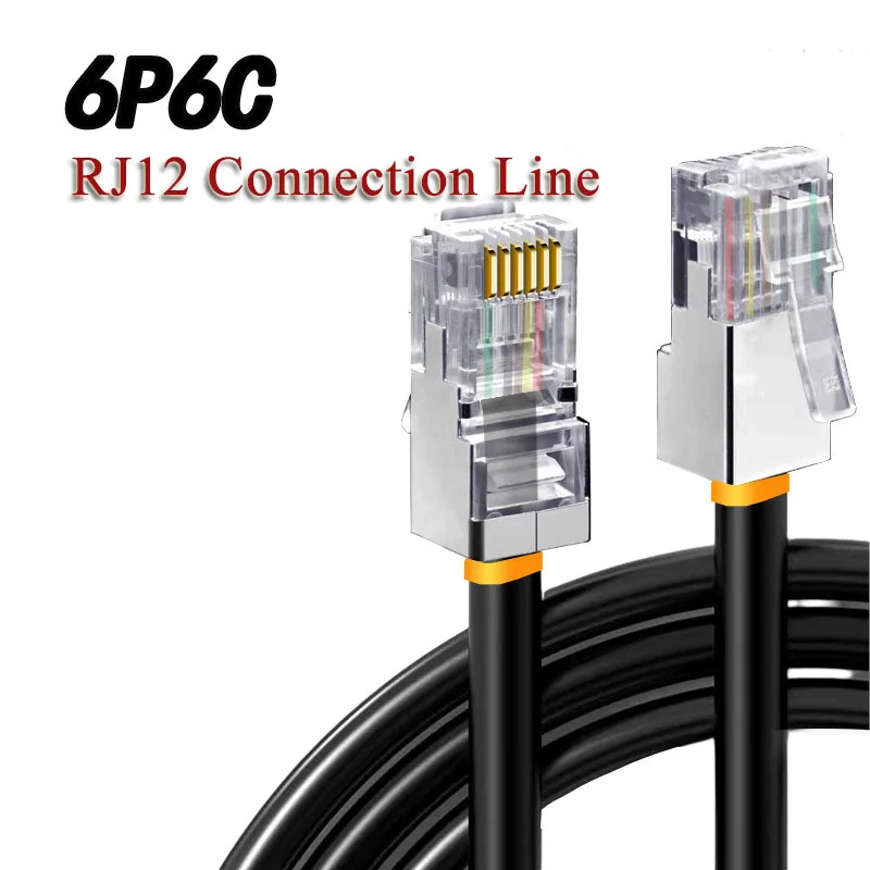 Фото Кабель связи RJ12 6P6C экранированный, 6-контактный, из чистой меди, телефонный сетевой кабель, удлинительный соединительный кабель RJ12 с разъемом Crystal Head №2