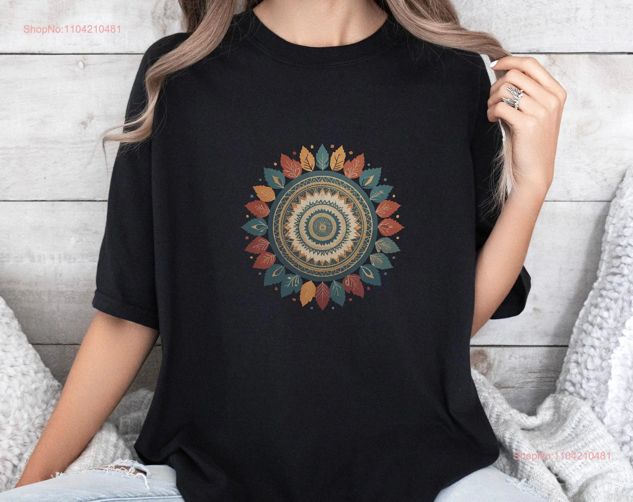 Футболка с мандалой в стиле бохо этнический узор духовный солнечный дизайн