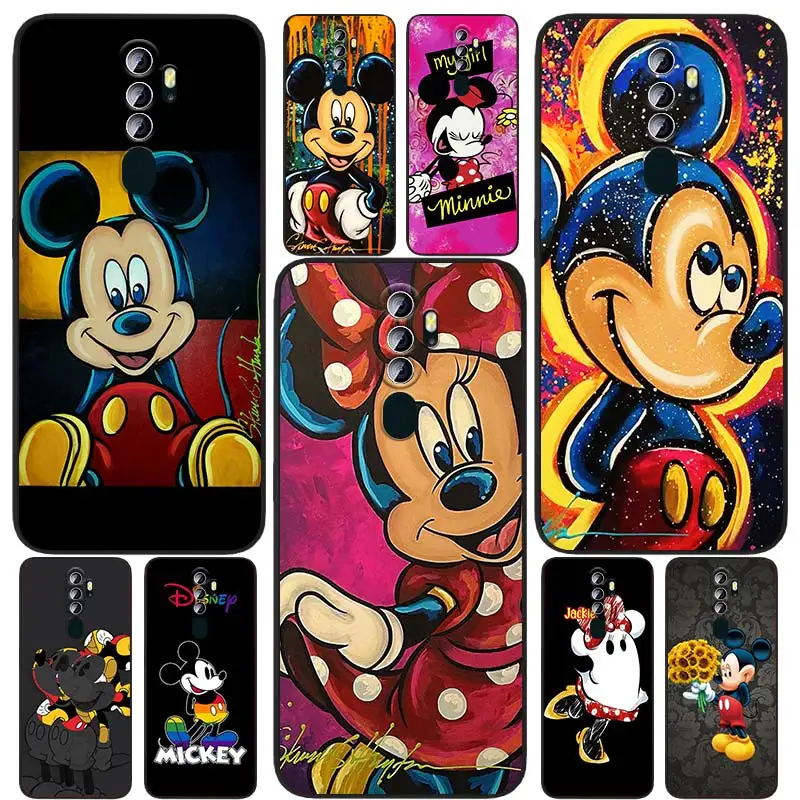 

Cute Art Mickey Minnie Mouse Black Phone Case For OPPO Find X5 X3 F21 Neo Lite A96 A57 A74 A76 A72 A55 A54S A53 A53S A16 S A9