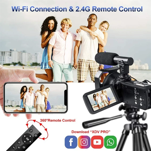 4K Ultra HD Video Camera Vlogging Video Camera for YouTube 3.0Inch 48MP 18X Digital Zoom Wifi Webcam Camcorder Live Streaming 6