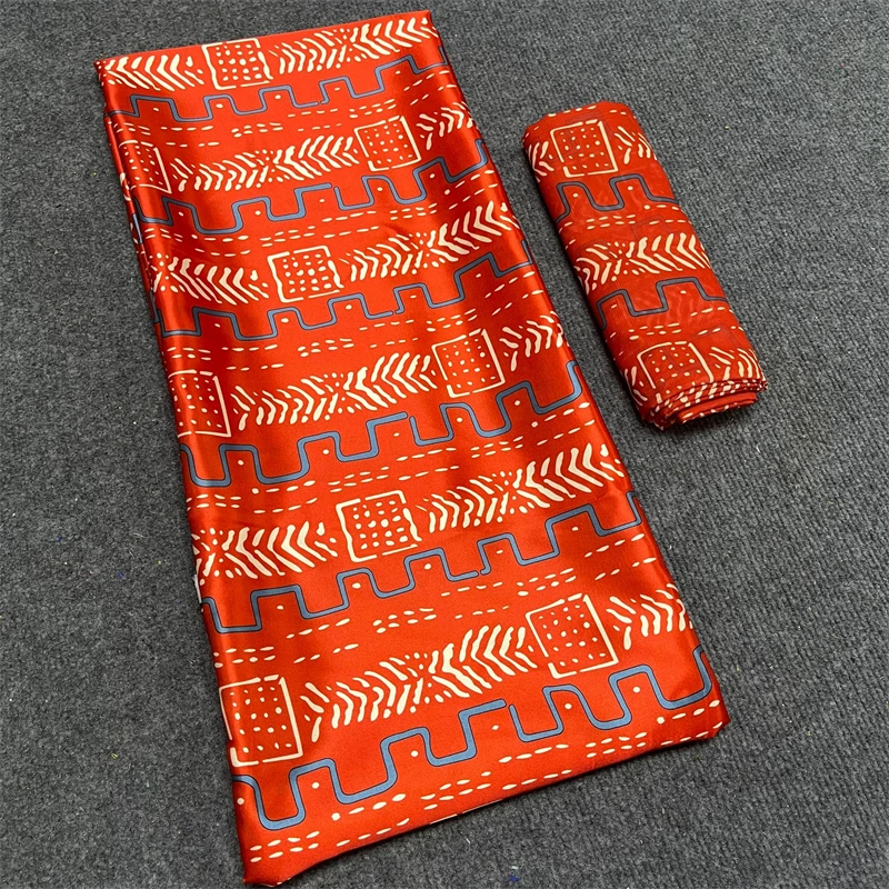

High Quality African Pattern Satin Silk Fabric For Dress Creative Digital Print Satin Silk Fabric 4+2 Yards/Lot