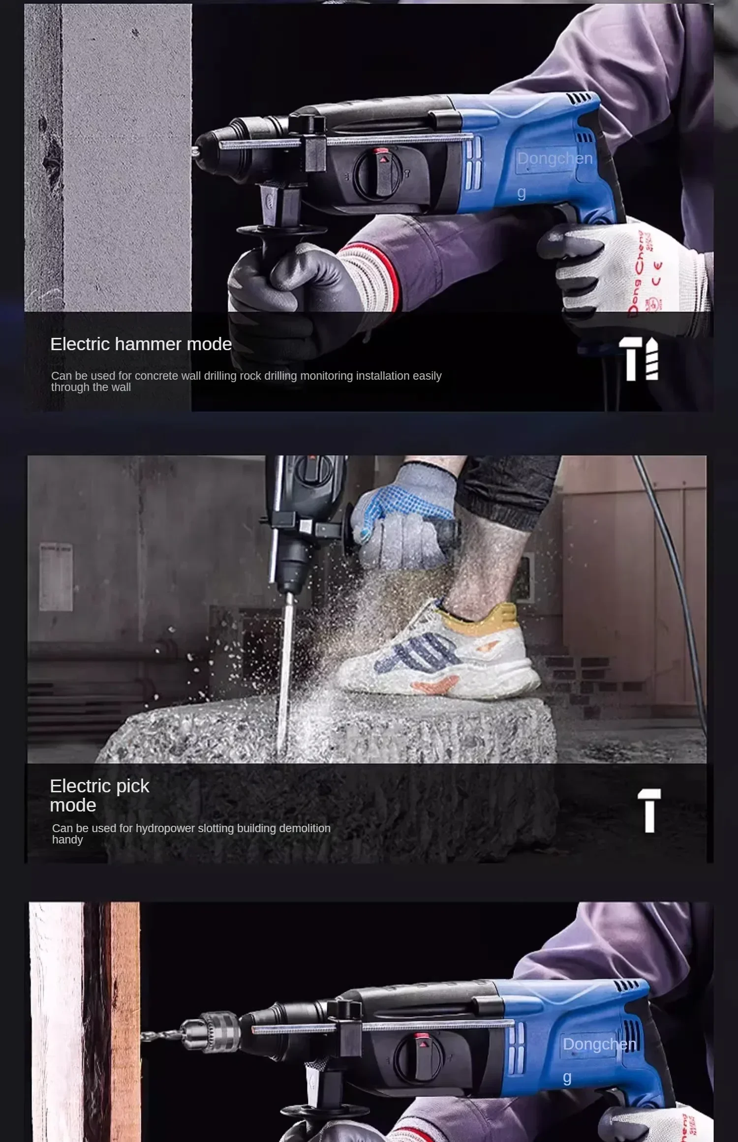 220V Powerful Electric Hammer Drill for Concrete with High Impact Power and Lightweight Design - Official Store