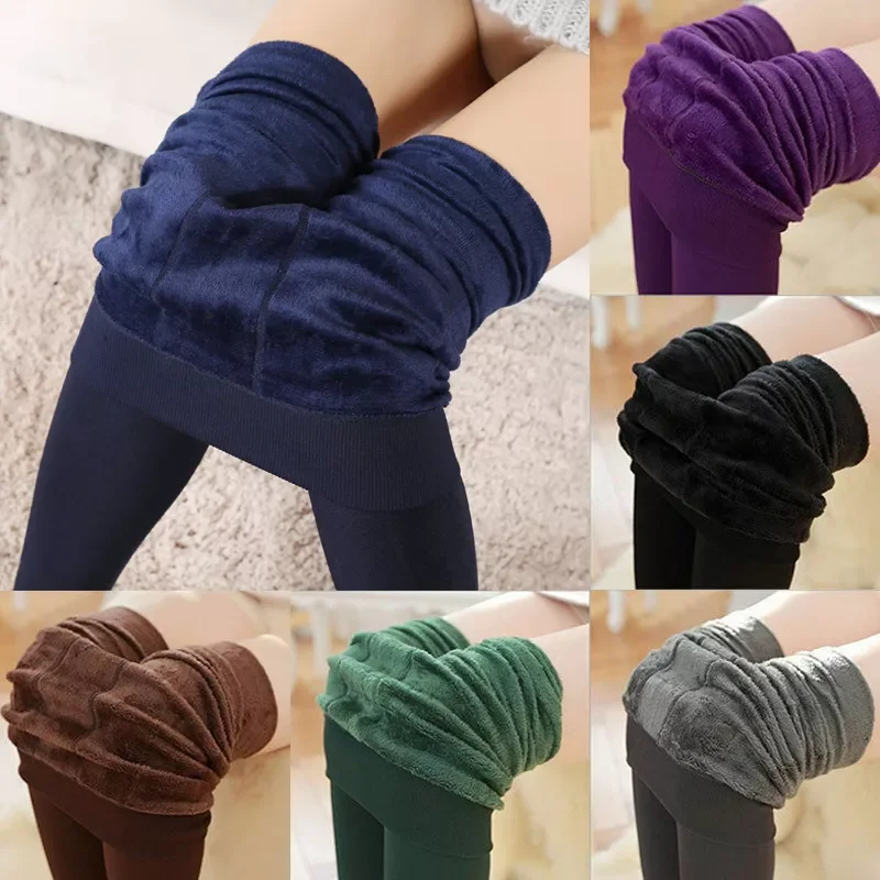 

2022NEW Colors Winter Leggings Women's Thick Warm Leggings High Waist Thick Velvet Legging Solid All-match Leggings Women