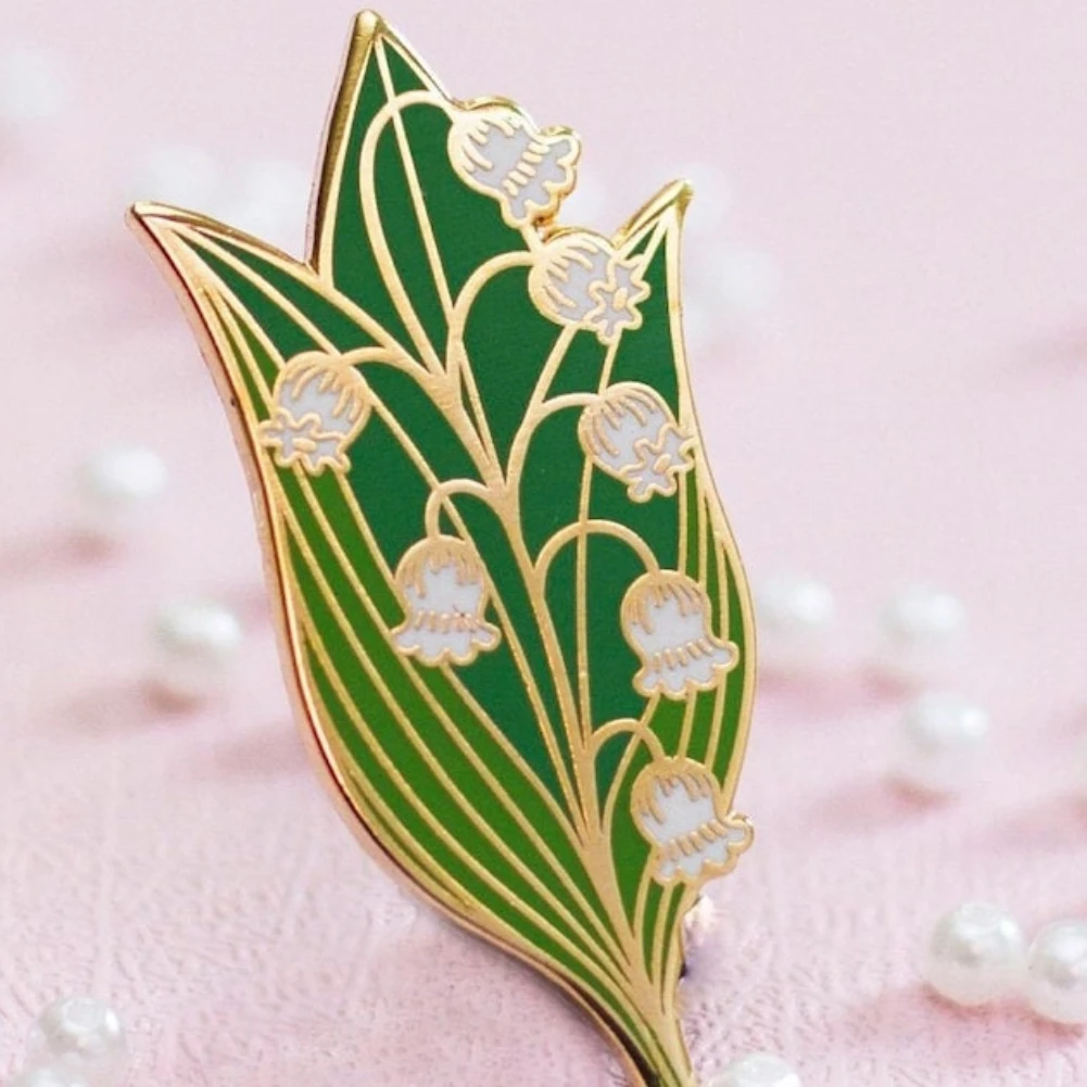 

Lilies of The Valley Enamel Pin Flower Lover Gifts Floral Metal Badge Brooch for Jewelry Accessory Women Girls