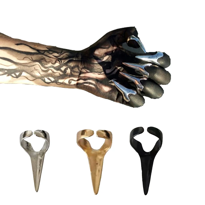 5 Pcs/Lot Wholesale Hot Retro Punk Cool Rock Gothic Talon Nail Finger Claw Spike Rings Jewelry Party Cosplay Gift