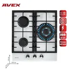 Встраиваемая панель,  газконтроль, чугун решетки AVEX HM 4534 W, 45 см, 3 нфорки,  WOK, электроподжиг, стекло