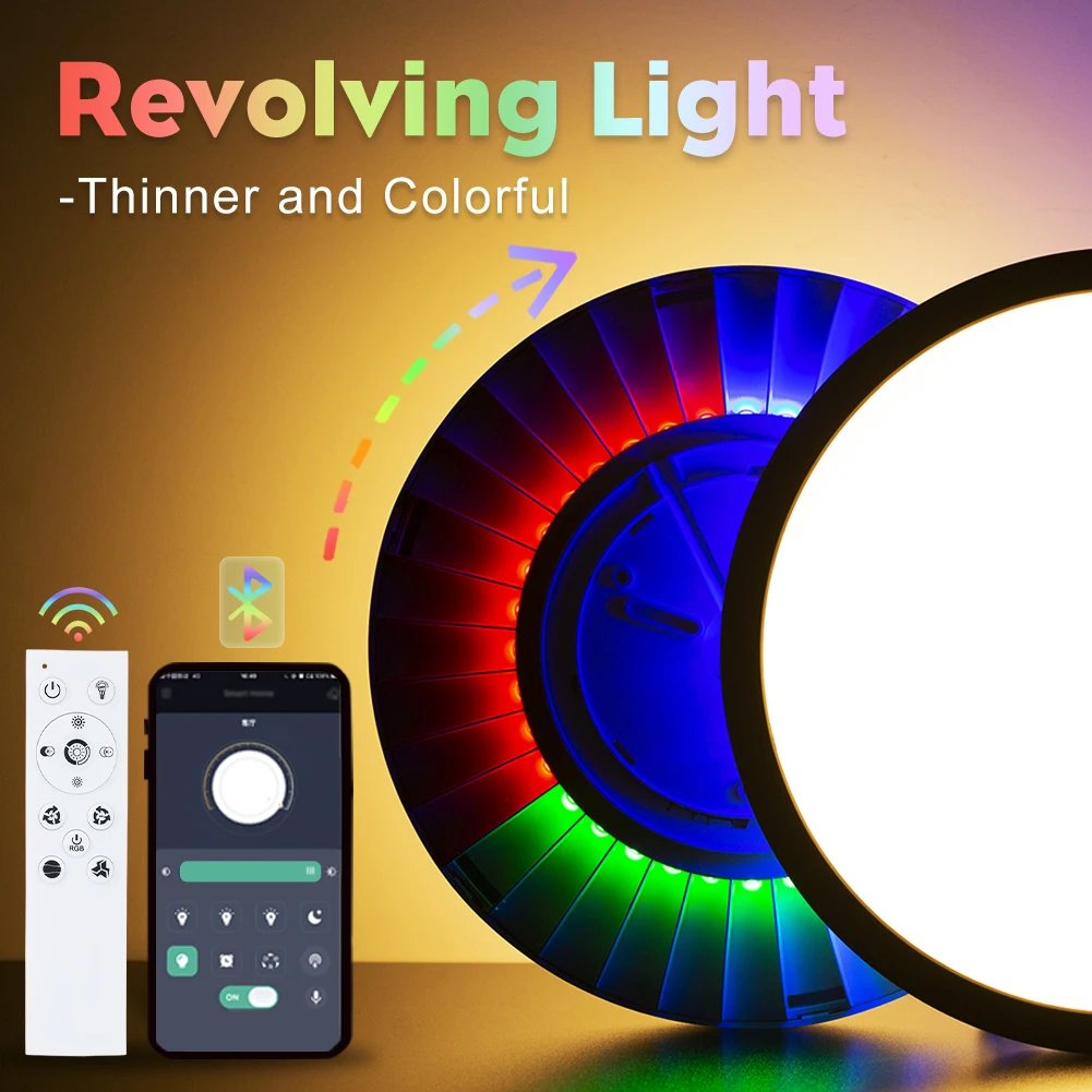 RGB Revolving Light Smart Ceiling Lamp For Home decor APP/Remote Control 28W Ultra thin LED Design Ceiling Light For Living room